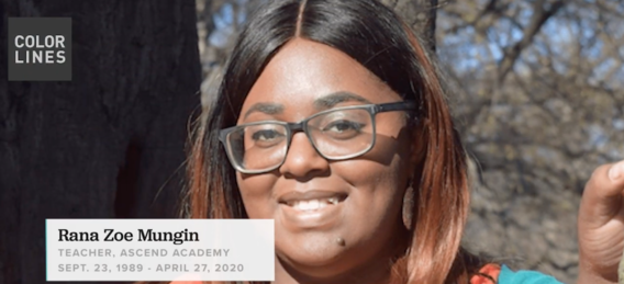Rana Zoe Mungin. Young black woman, with glasses smiles into the camera.