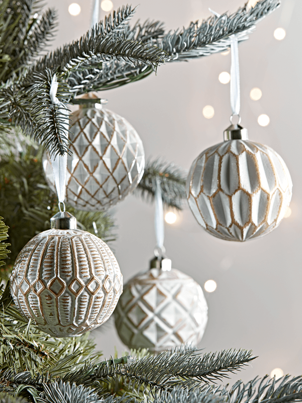 Twelve Soft Gold & White Baubles