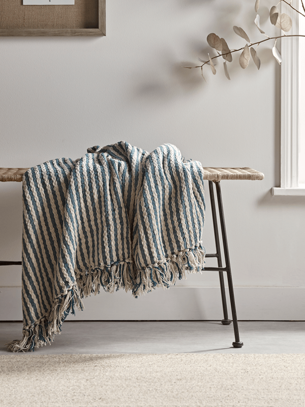 NEW French Blue Stripe Throw