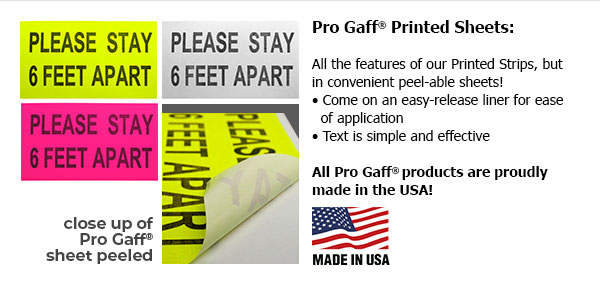 Pro Gaff Printed Sheets. All the features of our Printed Strips, but in convenient peel-able sheets!