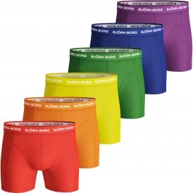 6-Pack Classic Logo Boxer Trunks, Rainbow Colours