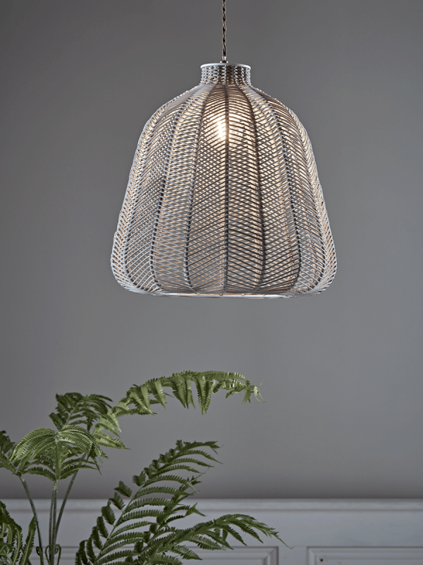 Grey Chevron Rattan Shade