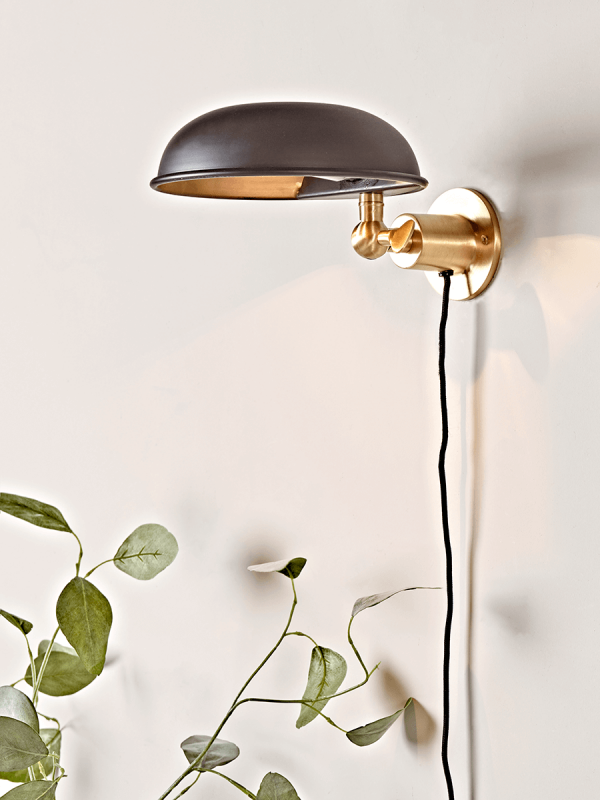 Black & Brass Dome Wall Light