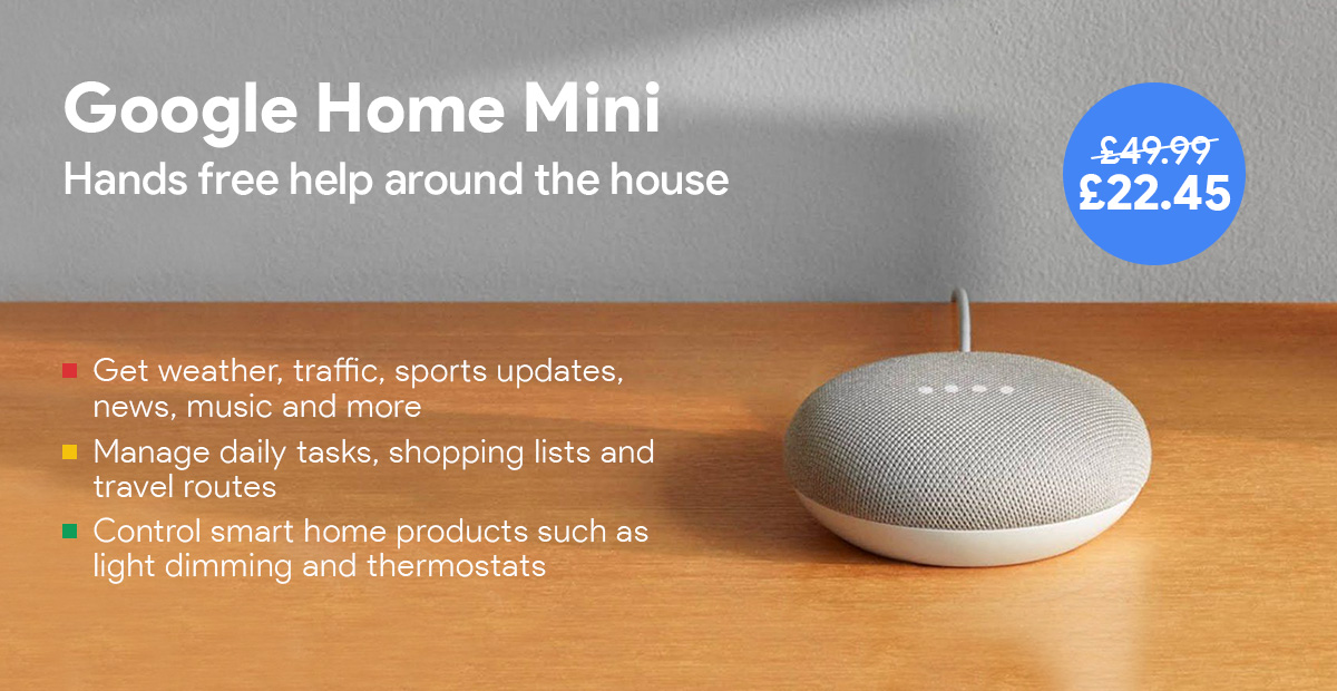Google Home Mini Speaker - Hands Free Help Around The House - Only ?22.45