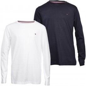 2-Pack Organic Cotton Long-Sleeve Boys T-Shirts, Navy/White