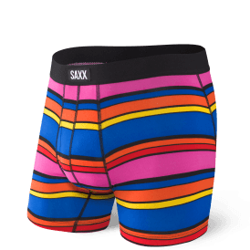 SAXX Daytripper Sportcore Stripes Fly Boxer Brief, Blue/pink
