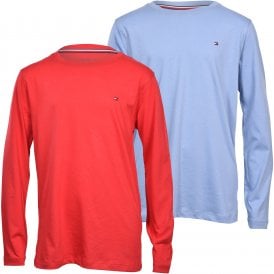 2-Pack Organic Cotton Long-Sleeve Boys T-Shirts, Blue/Red