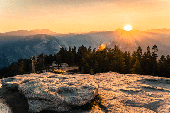 Photo of a sunset in Yosemite National Park