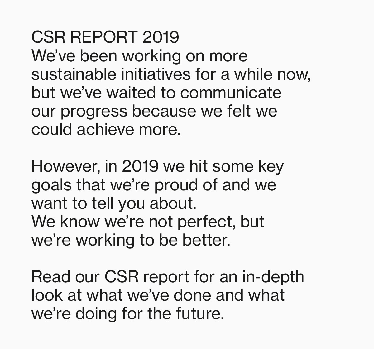 CSR report 2019