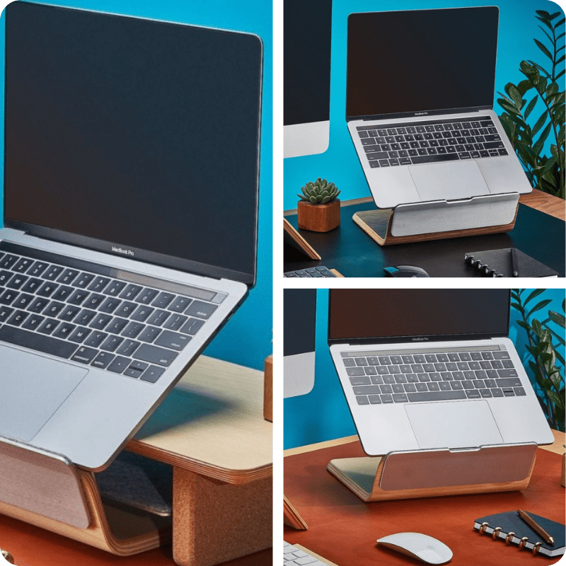 Grovemade Wood Laptop Riser lifts your device to an ergonomic height