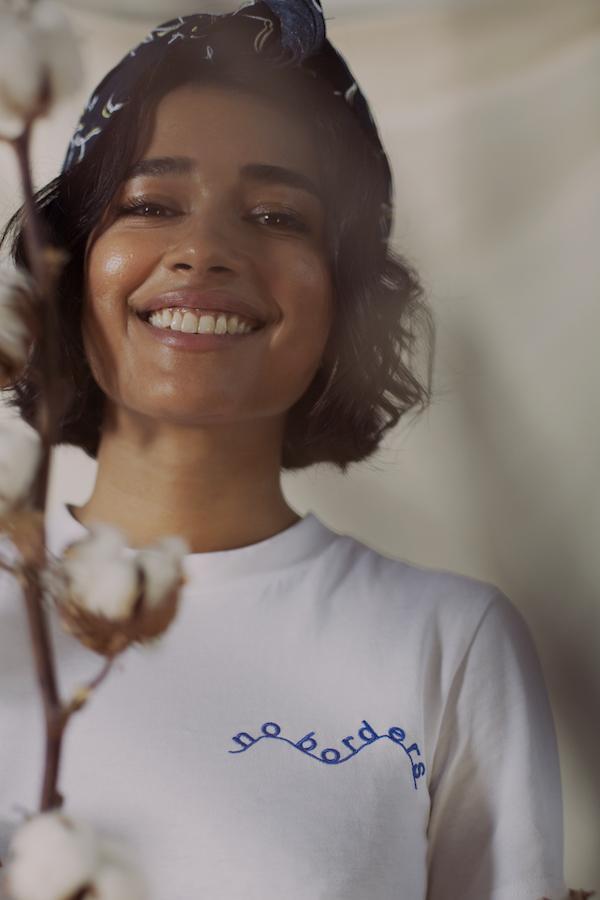 No Borders Embroidered Organic Cotton Tee ? 2 - 4 week wait