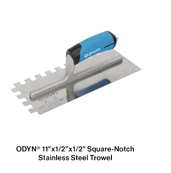ODYN? 11 in. x 1/2 in. x 1/2 in. Square-Notch Stainless Steel Trowel