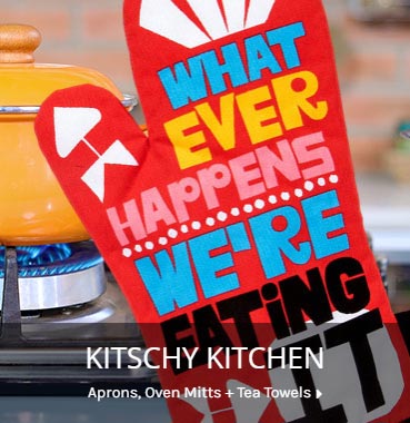 In desperate need of a kitchen makeover?  Turn the crappiest kitchen into the happiest kitsch''en (see what we did there?) with our super fun and functional gifts!  