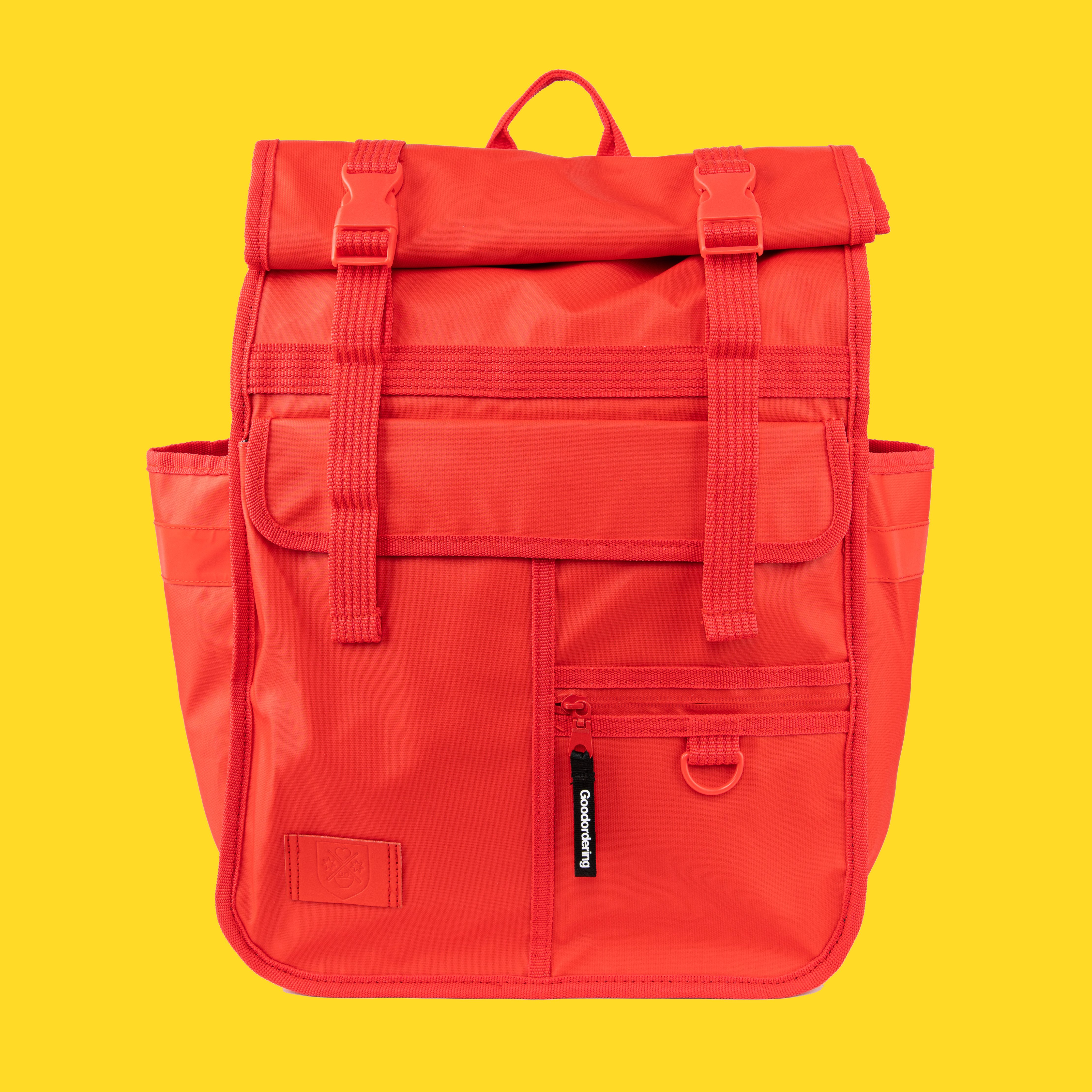 Monochrome Rolltop Backpack Pannier Red