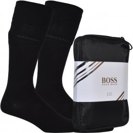 2-Pack Combed Cotton Socks Gift Bag, Black