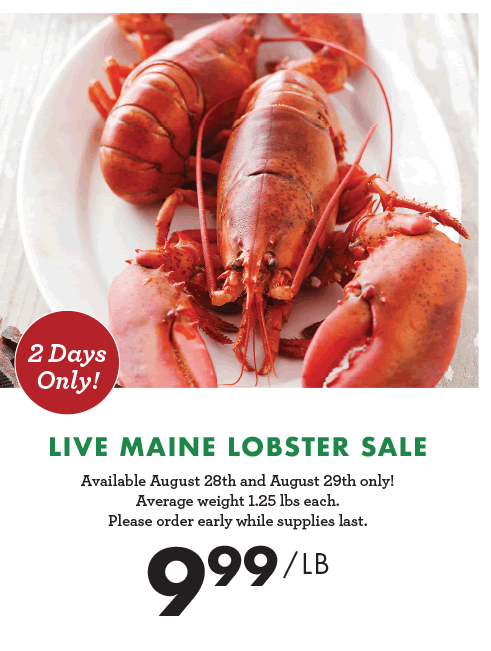 Live Maine Lobster Sale - 2 Days ONLY! - $9.99 per pound