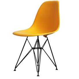 Style Eiffel Bright Yellow Plastic Retro Side Chair - Black Legs