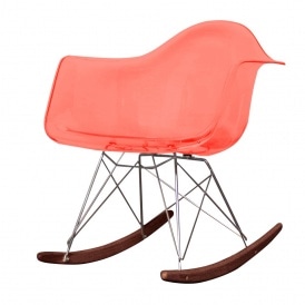 Style Ghost Red Plastic Retro Walnut Rocking Chair
