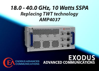 Exodus 18.0-40.0GHz, 10-Watt SSPA replaces aging TWT technology