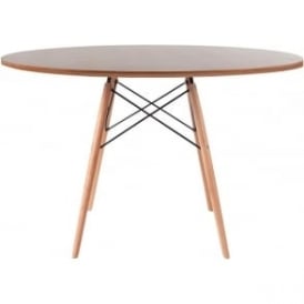 Eiffel Inspired Large Walnut Circular Dining Table with Beech Wood Legs