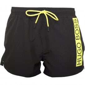 Mooneye Swim Shorts, Black with yellow contrast