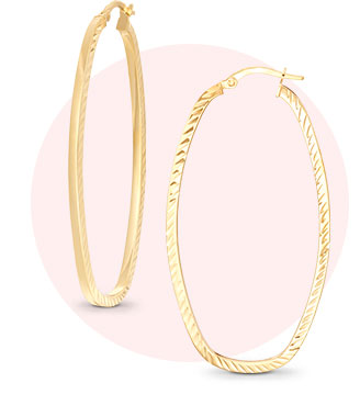 10K Yellow Gold Rectangle Hoop Earrings