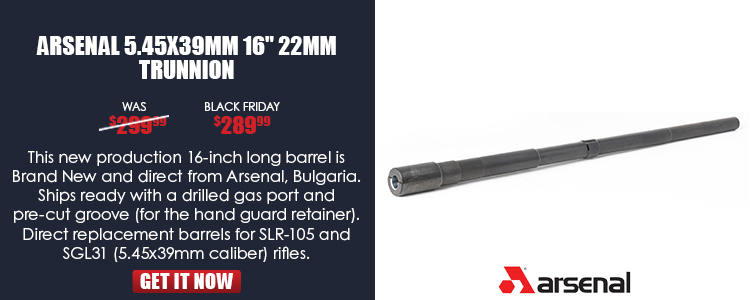Barrel, 5.45x39mm, 16-inch long, for 22mm (.866) trunnion, hammer forged, chrome lined, new producti
