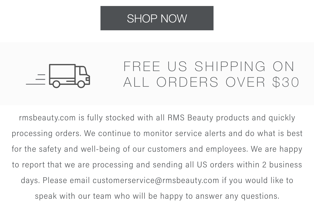shop now and receive free US shipping on all orders over $30 