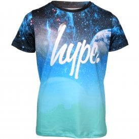 Boys Space Fade Crew-Neck T-Shirt, Blue/multi