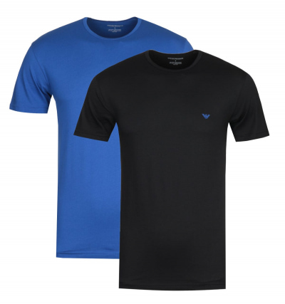 Emporio Armani 2 Pack Black & Blue Crew T-Shirts