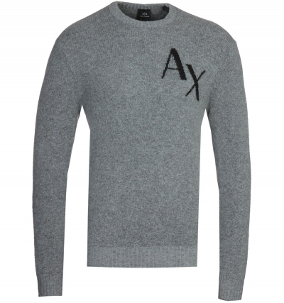 Armani Exchange AX Logo Grey Knitted Sweater