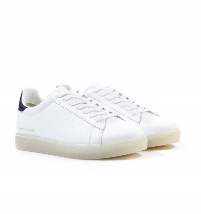 Armani Exchange Lace Up White Leather Trainers