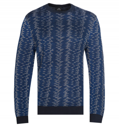 Armani Exchange Pullover Crew Neck Tonal Blue Sweater