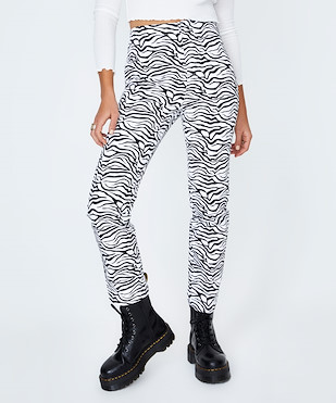 Neon Hart - Zebra Print Pants Black And White