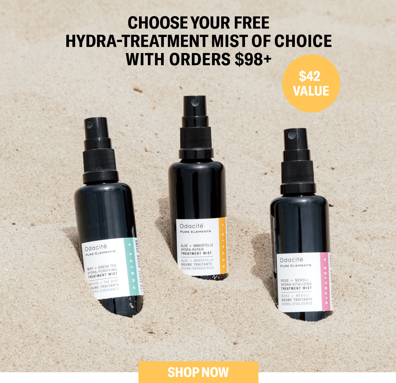 Choose your free Hydra-Treatment Mist of choice with order $98+