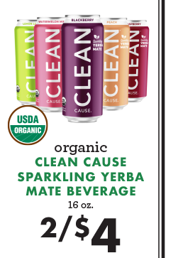 Clean Cause Sparkling Yerba Mate Beverage 16 oz. - 2 for $4