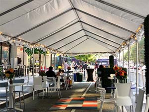 Pop up tent for outdoor street dining