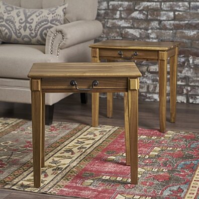 Orson Classic Natural Stained Acacia Wood Accent Table (Set of 2)