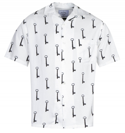 Portuguese Flannel Key Pattern White Short Sleeve Shirt