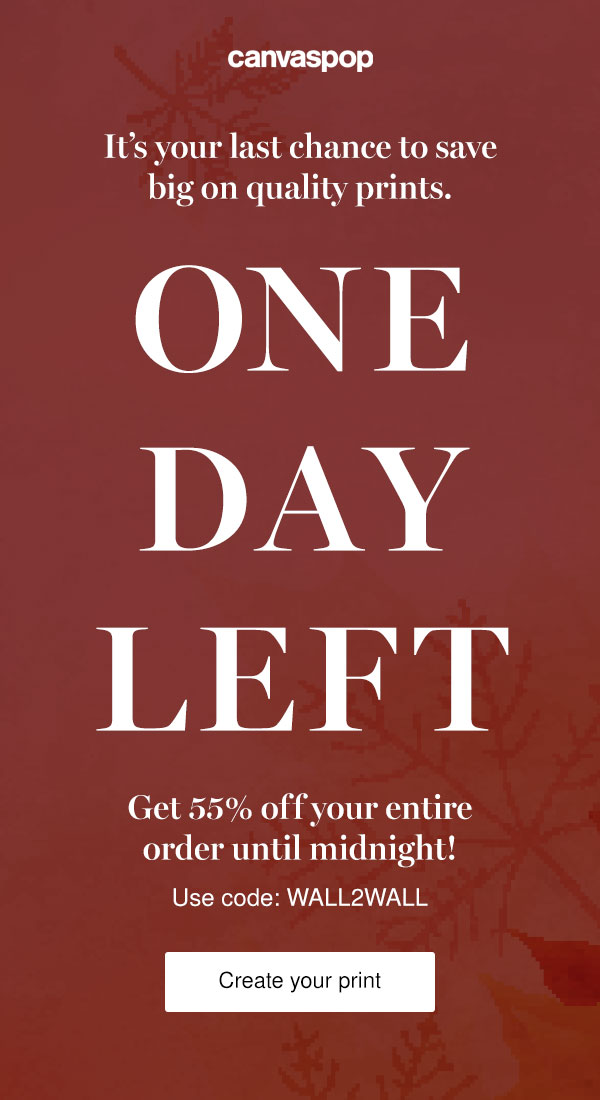 Last chance to get an additional 55% off your entire order.