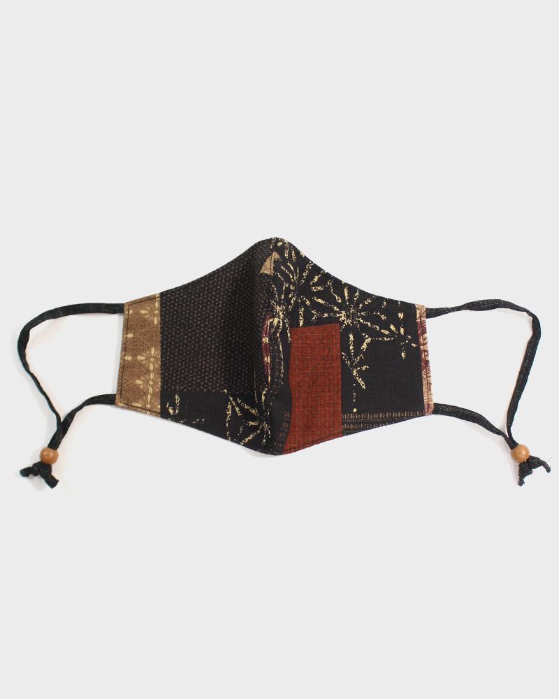 Image of Face Mask, Brown Patchwork Style (Adjustable Cord)