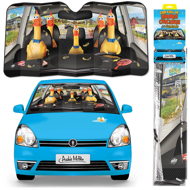 Image of Car Full of Rubber Chickens Auto Sunshade