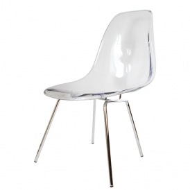 Style Ghost Clear Classic 4 Leg Plastic Side Chair