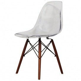 Style Clear Plastic Retro Side Chair Walnut Legs