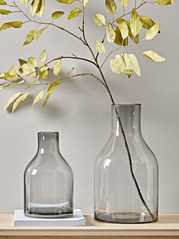 Two Grey Bottle Vases