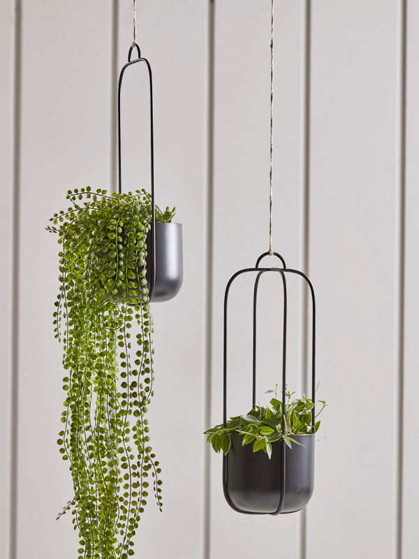 Two Hanging Metal Planters