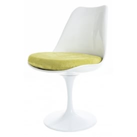 White and Luxurious Green Tulip Style Side Chair