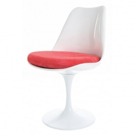 White and Luxurious Raspberry Red Tulip Style Side Chair