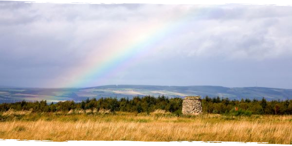A rainbow shines over Culloden battlefield