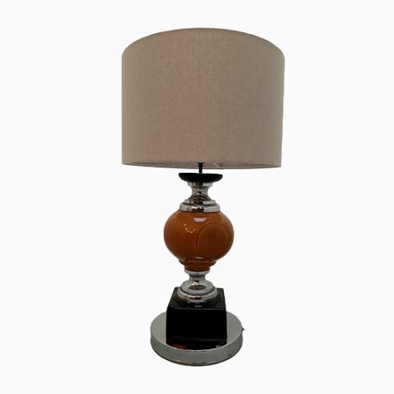 Image of Mid-Century Ceramic and Chrome-Plated Table Lamp, 1970s